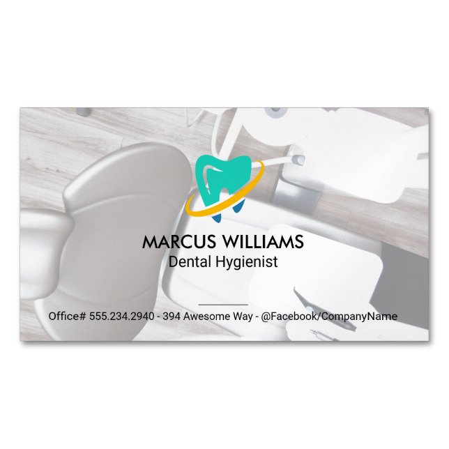 Dental Tools | Dentist Office Business Card Magnet (Front)