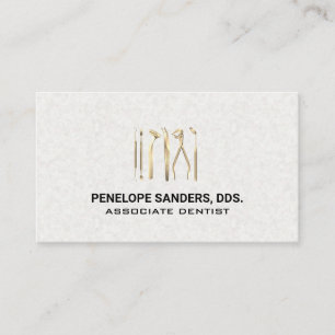 Dental Tools Logo Gold Business Card