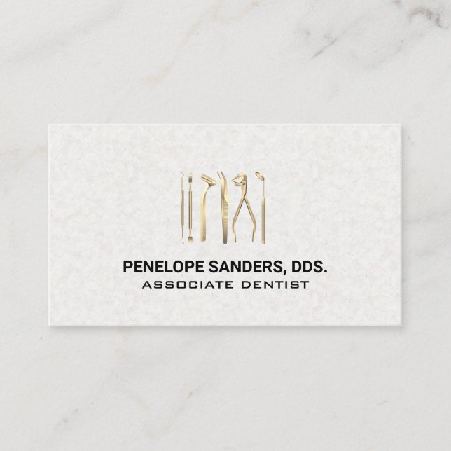 Dental Tools Logo | Gold Business Card (Front)