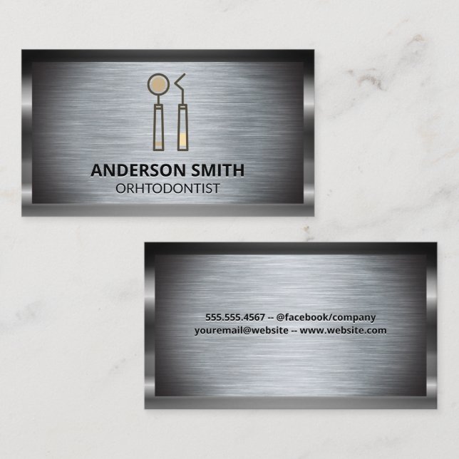 Dental Tools | Metallic Brush Business Card (Front/Back)