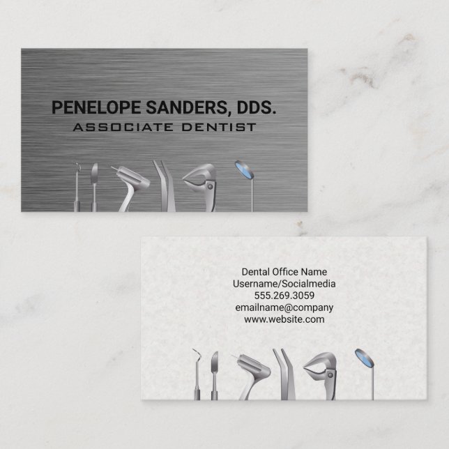 Dental Tools | Metallic Business Card (Front/Back)