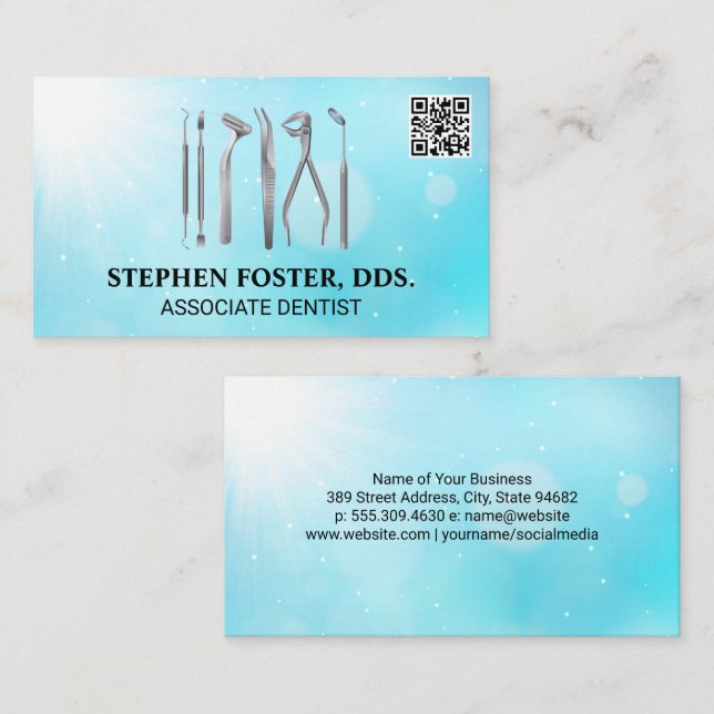 Dental Tools | QR Code  Business Card (Front/Back)