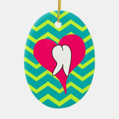 Dental Tooth and Chevron Design Ceramic Ornament