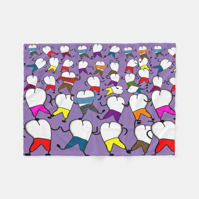 Dental Tooth Art Fleece Blanket Purple (Front (Horizontal))