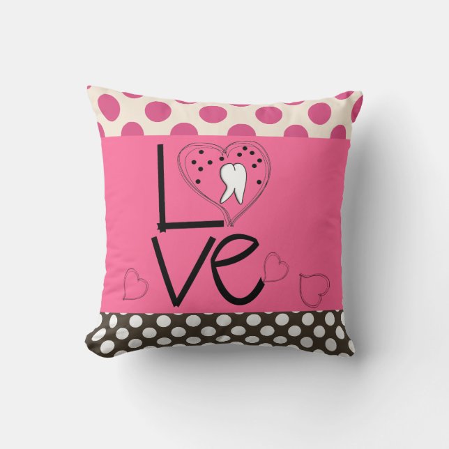 Dental Tooth Art Pillow Polka Dots (Front)