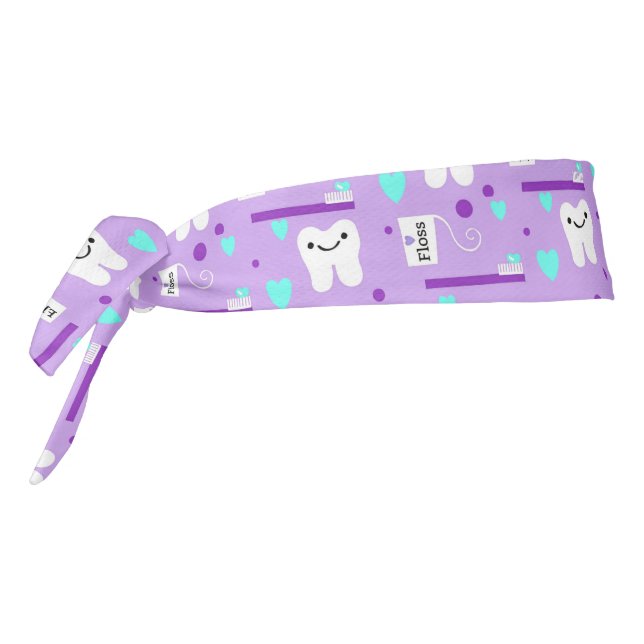 Dental Tooth /Brush Floss  Smile RDH Purple Tie Headband (Rotate 270)