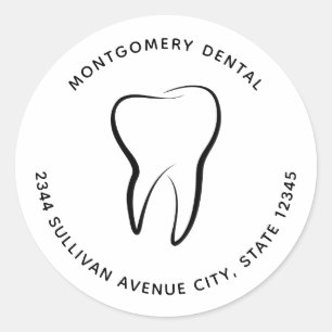 Dental Tooth Dentistry Clinic Medical Address Classic Round Sticker