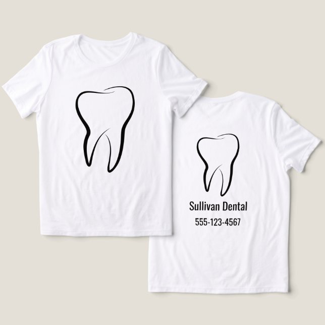 Dental Tooth Dentistry Clinic Medical Business Tri-Blend Shirt (Design Front & Back)
