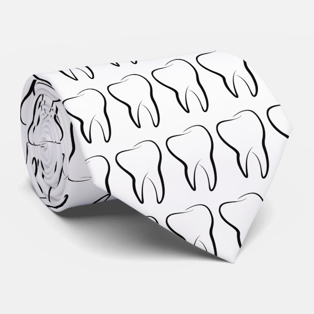 Dental Tooth Dentistry Clinic Medical Pattern Neck Tie (Rolled)