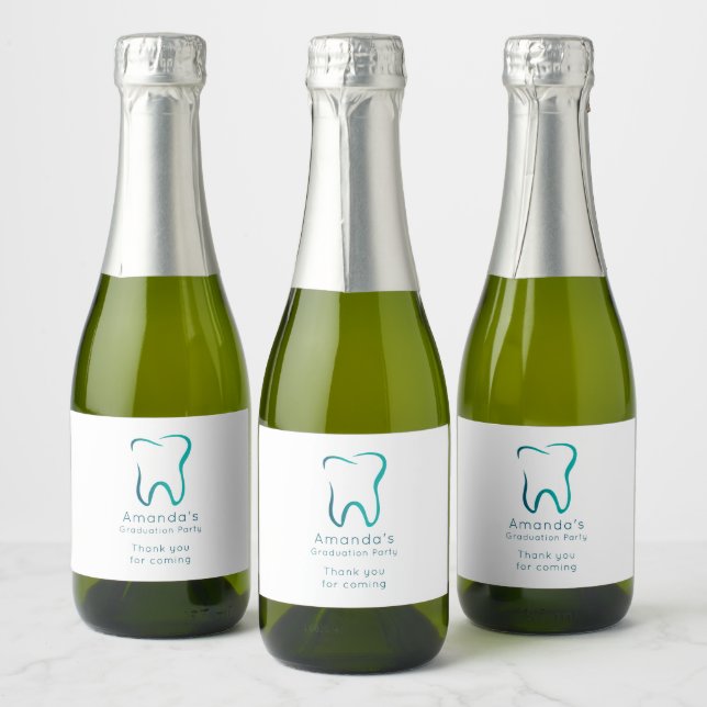 Dental Tooth Dentistry Medical Graduation Party Sparkling Wine Label (Bottles)