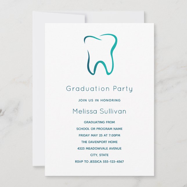 Dental Tooth Dentistry Medical Image Graduation Invitation (Front)