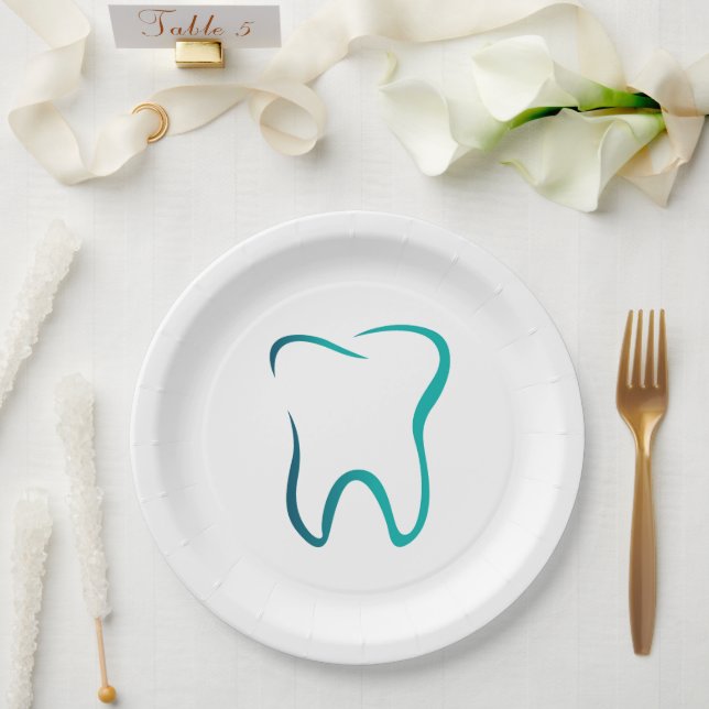 Dental Tooth Dentistry Medical Image Paper Plates (Wedding)