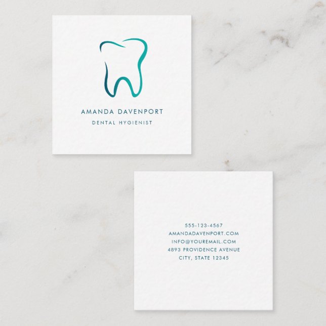 Dental Tooth Dentistry Medical Image Square Business Card (Front/Back)