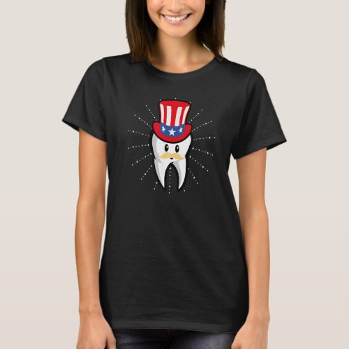 Dental Tooth Hat 4th Of July Usa Flag Dentist T_Shirt