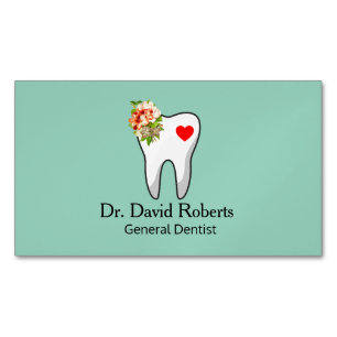 Dental Tooth Heart Business Card Magnet