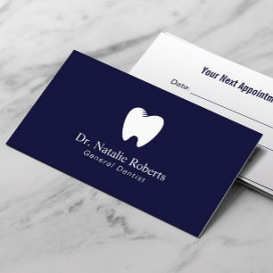 Dental Tooth Logo Plain Navy Dentist Appointment Card