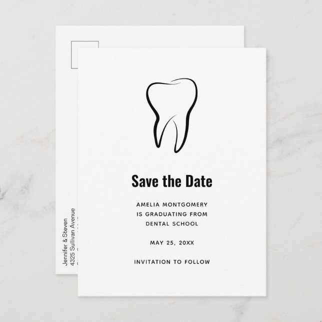 Dental Tooth Medical Dentistry Save the Date Announcement Postcard (Front/Back)