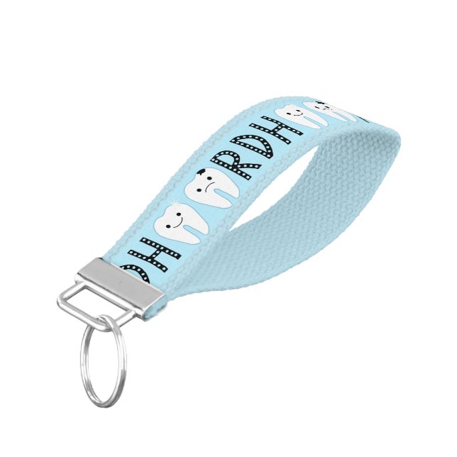 Dental Tooth / RDH  Blue Wrist Keychain (Angled Down)