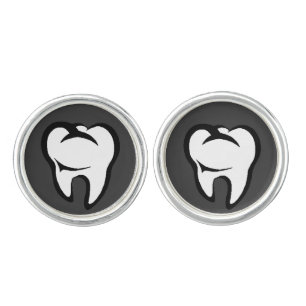 Dental White Molar Tooth on Gray Cufflinks