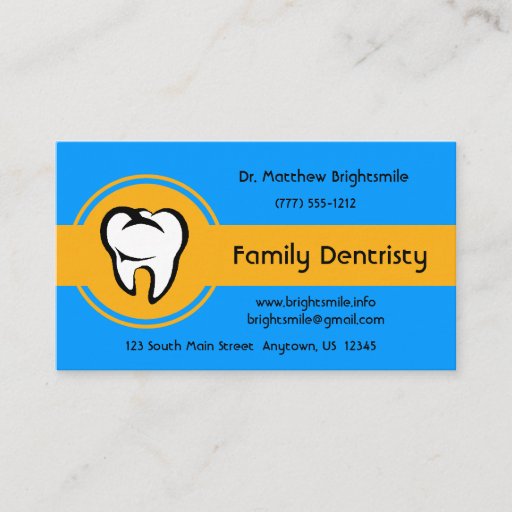 Customizable Dental White Tooth Bold Golen Yellow Center Stripe Business Card