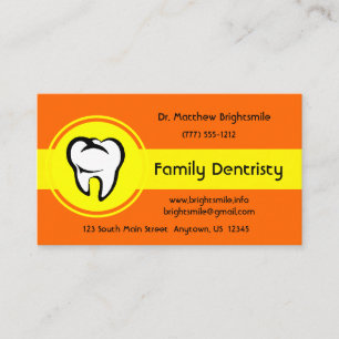 Dental White Tooth Bold Yellow Center Stripe Appointment Card