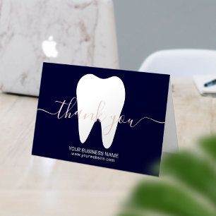 Dental White Tooth Navy Blue Dentist Thank You Card