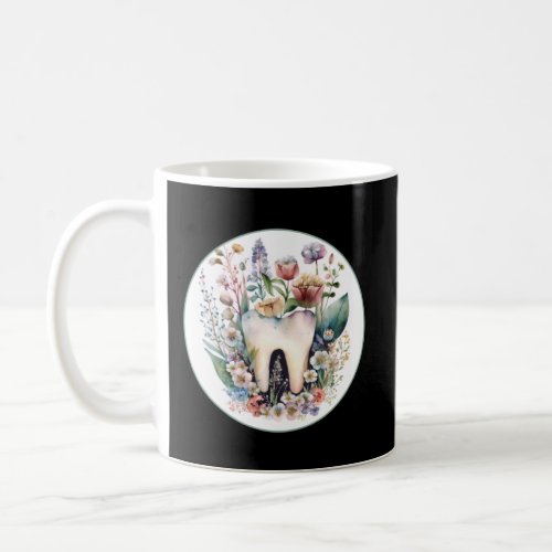 Dental  with Lovely Tooth and Wildflower Graphic  Coffee Mug