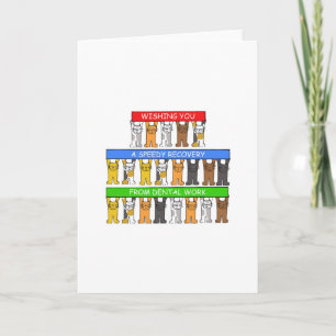 Dental Work Speedy Recovery Cartoon Cats Card