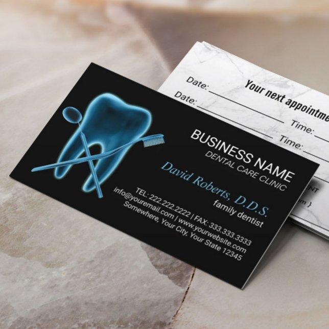 Dental Xray Tooth Logo Dentist Clinic Appointment Card (Creator Uploaded)