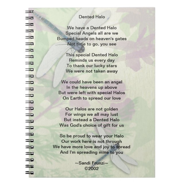 Dented Halo Brain Surgery Survivor Poem Notebook (Front)