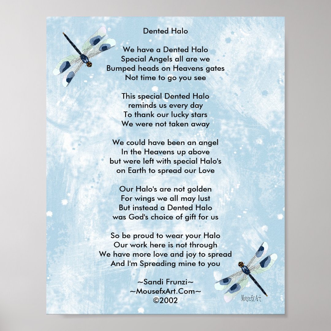 Dented Halo Poem Poster | Zazzle