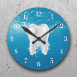Dentist 3D Tooth Dental Office Water Blue Round Clock<br><div class="desc">Dentist 3D Tooth Dental Office Water Blue Clocks.</div>