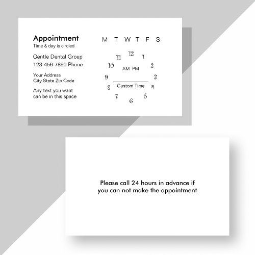 Dentist Appointment Card Template