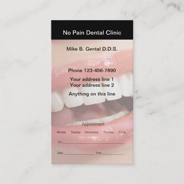 Dentist Appointment Cards (Front)