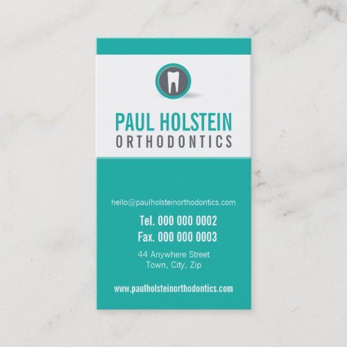DENTIST APPOINTMENT CARD :: modern tooth logo 2 Business Card Template