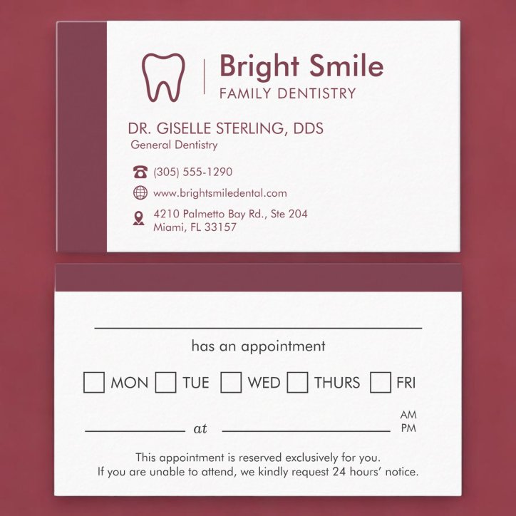 Dentist Appointment Reminder Business Card