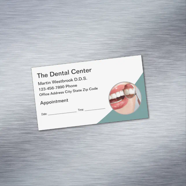 Dentist Appointment Reminder Business Card Magnets | Zazzle