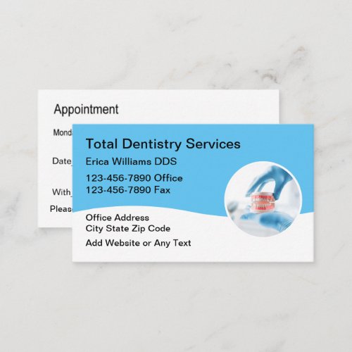 Dentist Appointment Reminder Business Cards 