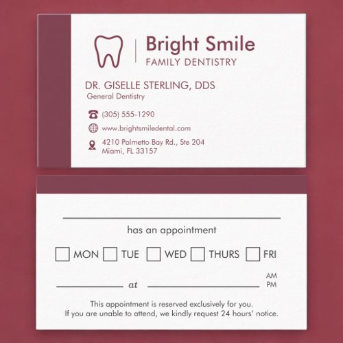 Dentist Appointment Reminder Card