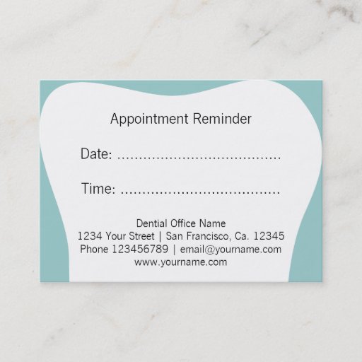 Customizable Dentist appointment reminder cards | dental office large business cards (Pack of 100)