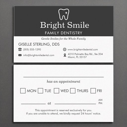 Customizable Dentist Appointment Reminder Dental Dentistry Business Card