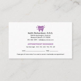 Dentist Appointment Reminder Dental Office Business Card