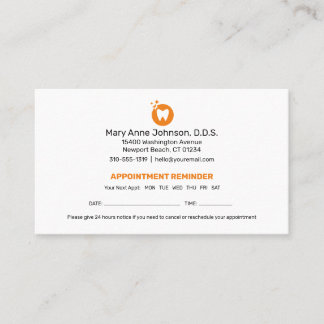 Dentist Appointment Reminder | Dental Office Refer Business Card