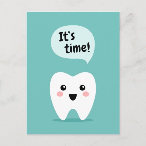 Dentist appointment reminder kawaii tooth postcard