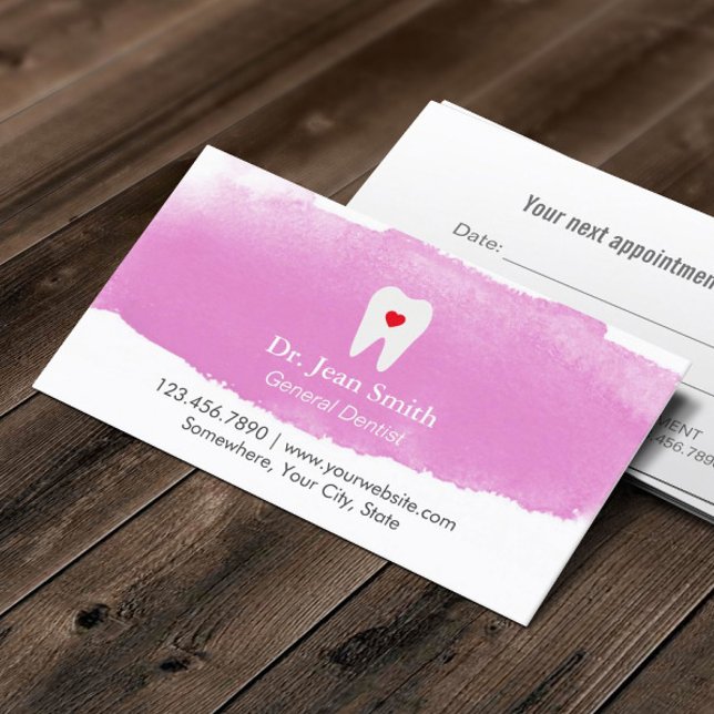 Dentist Appointment Tooth Heart Watercolor Dental Card (Creator Uploaded)