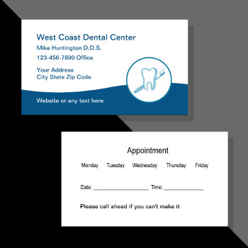 Dentist Appointment Two Side Business Cards by Luckyturtle at Zazzle