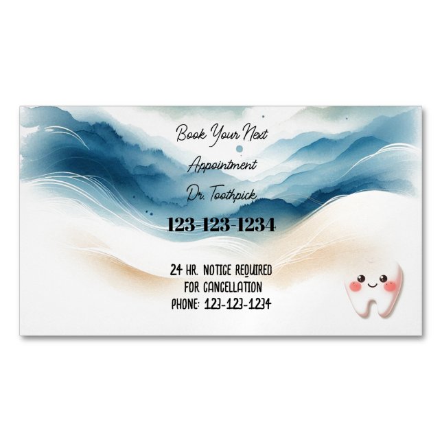 Dentist Appointment Whimsical Business Card Magnet (Front)
