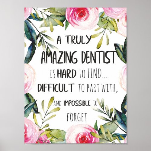 Dentist appreciation Doctor Thank you Gift Quote Poster