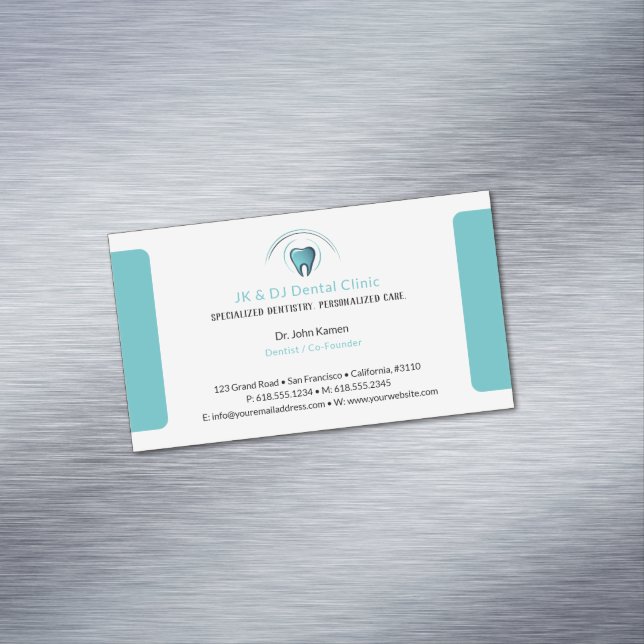Dentist | Aqua Teeth Business Card Magnet (In Situ)