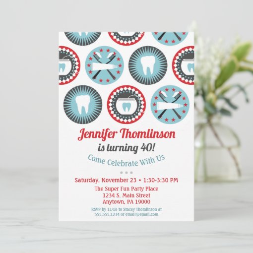 Dentist Birthday Invitation Dental Hygienist Party Zazzle